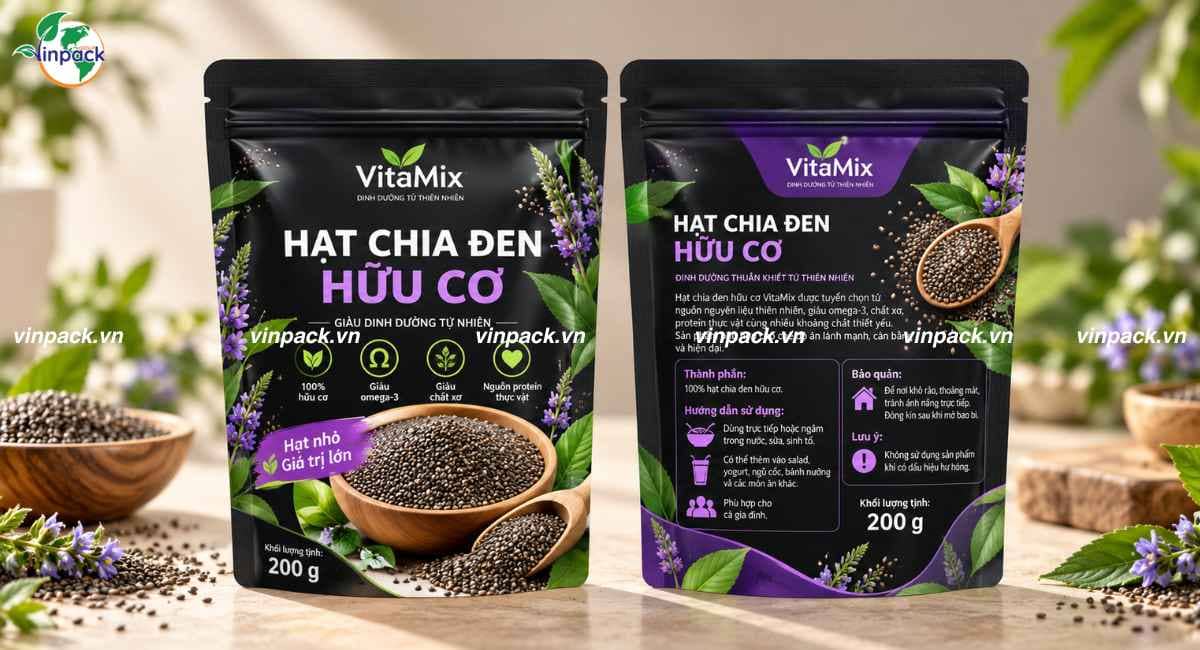 Mẫu bao bì hạt chia màng ghép in theo yêu cầu