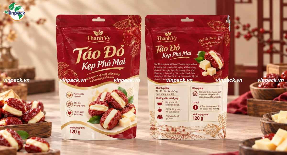 Mẫu bao bì táo đỏ kẹp phô mai