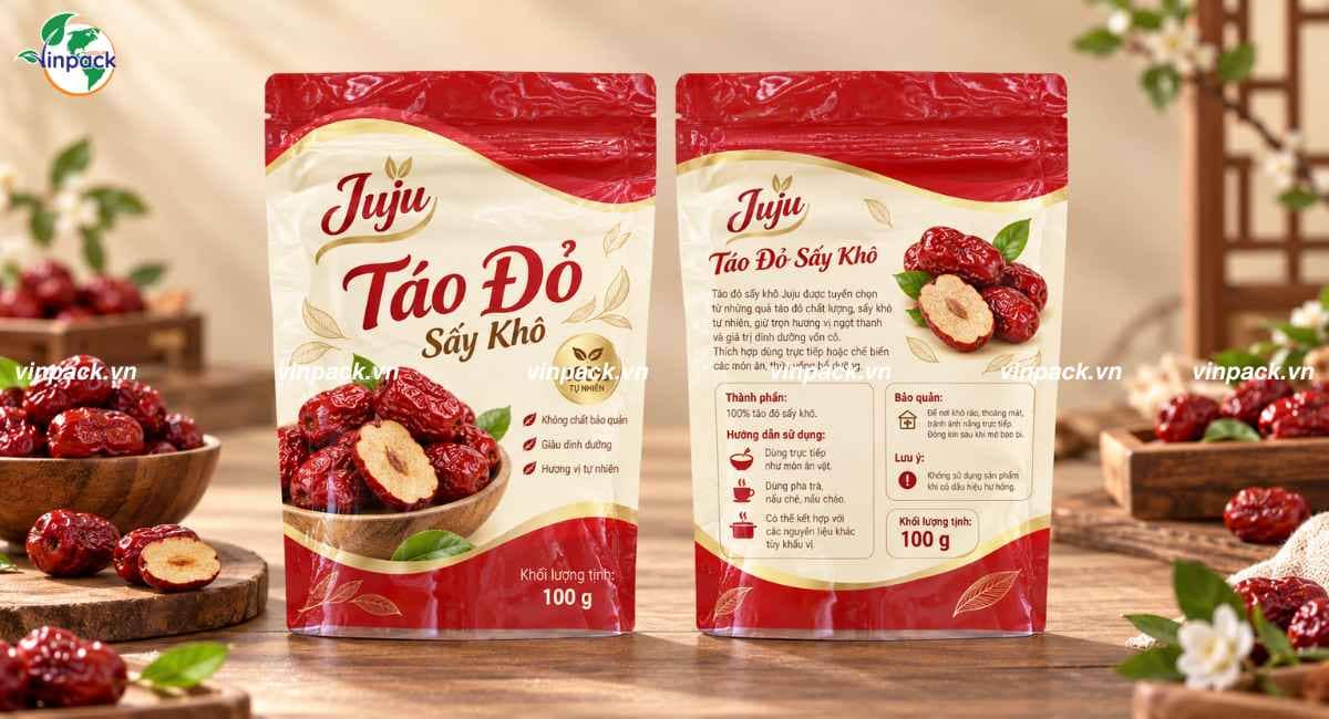 Mẫu bao bì táo đỏ sấy khô