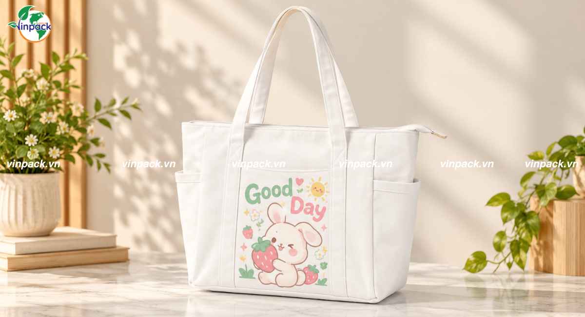 Mẫu túi canvas có khóa kéo in theo yêu cầu