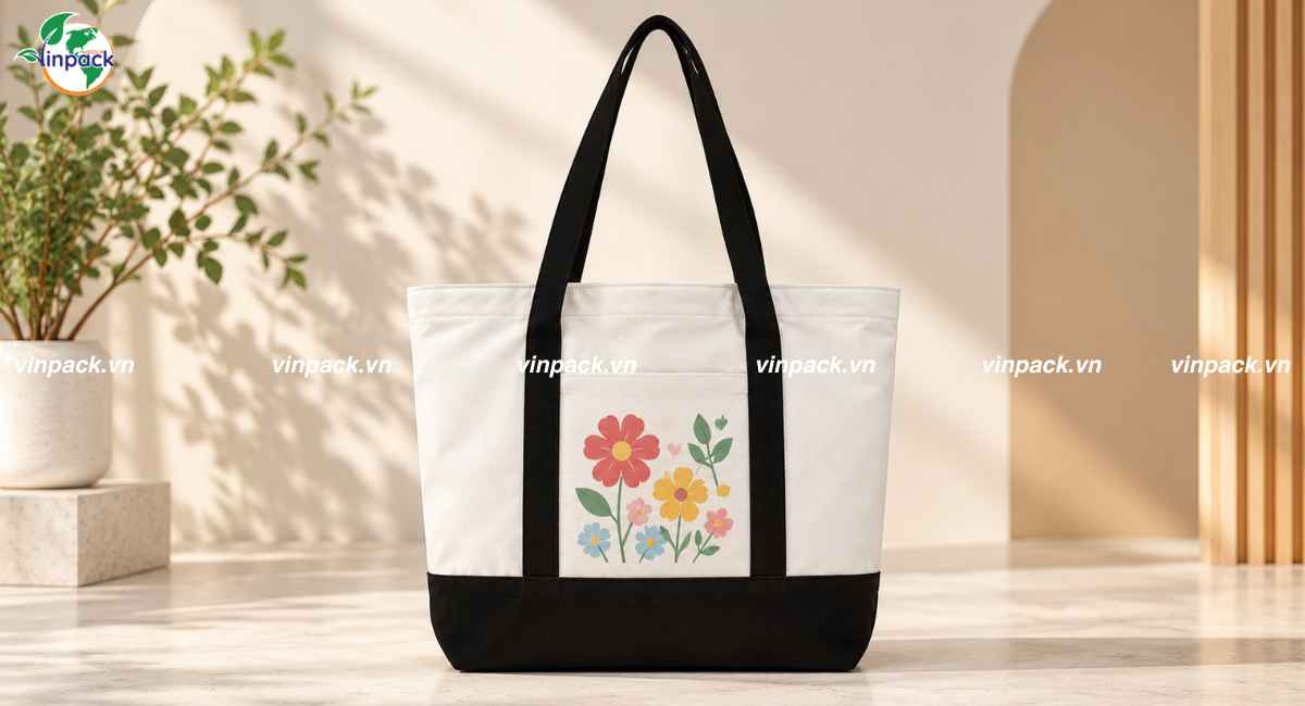 Mẫu túi canvas có khóa kéo thời trang