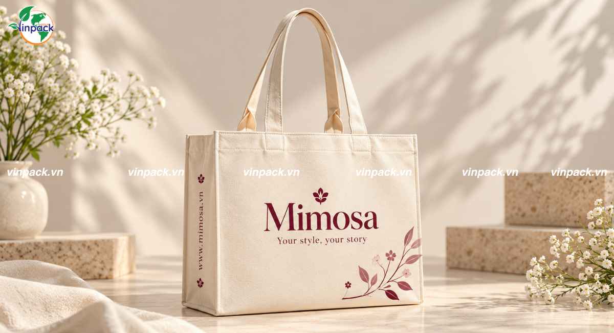 Mẫu túi canvas dạng hộp cửa hàng thời trang