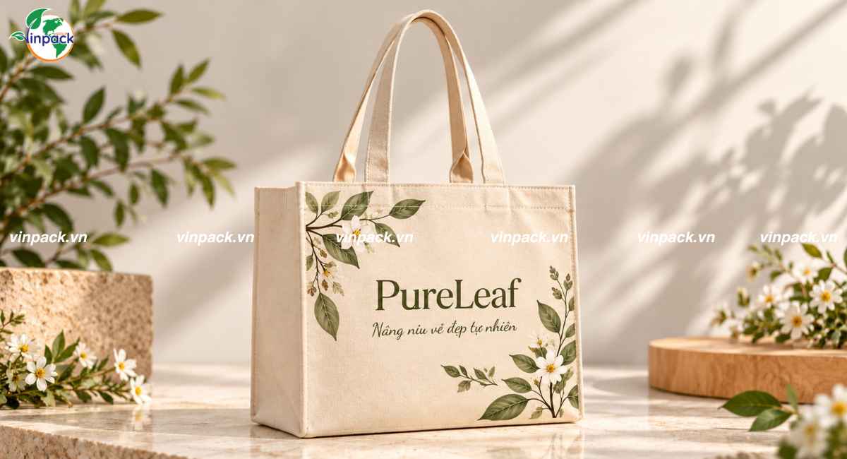 Mẫu túi canvas dạng hộp mỹ phẩm