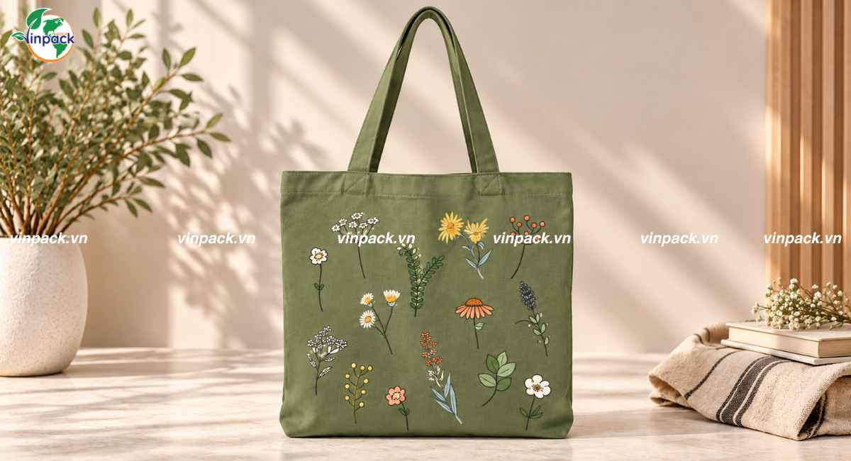 Mẫu túi canvas vintage họa tiết hoa