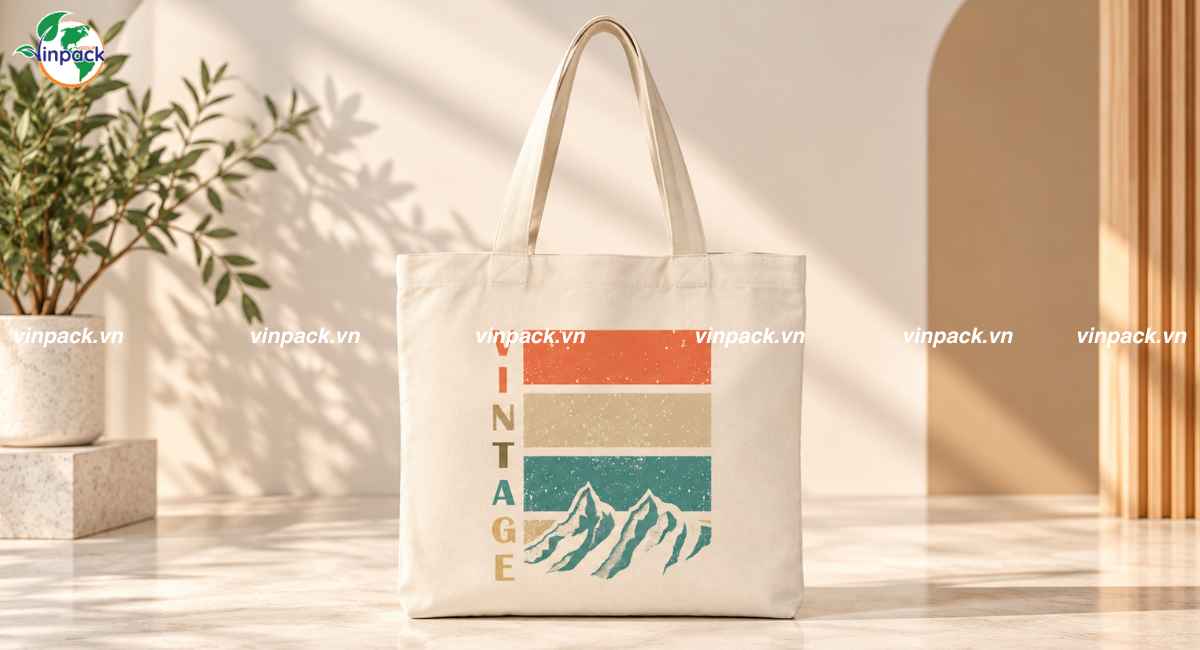 Mẫu túi tote canvas vintage