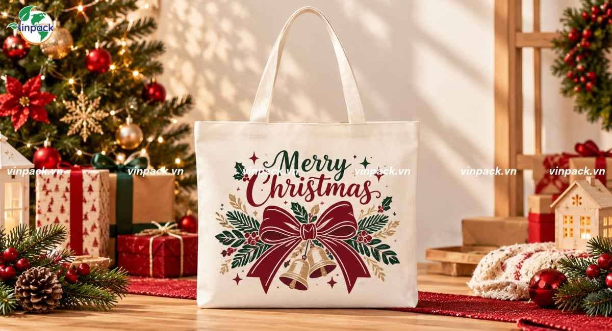 Mẫu túi vải canvas đựng quà noel đẹp