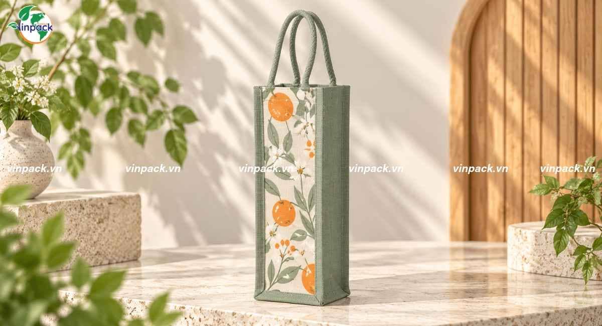 Mẫu túi vải đay đựng bình nước đẹp