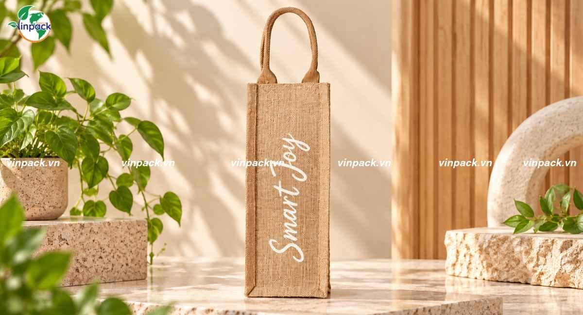Mẫu túi vải đay đựng bình nước quà tặng
