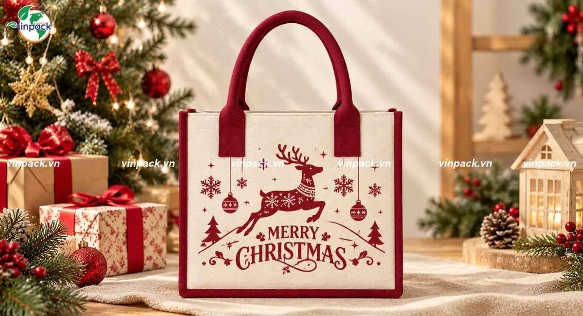 Mẫu túi vải đay đựng quà noel