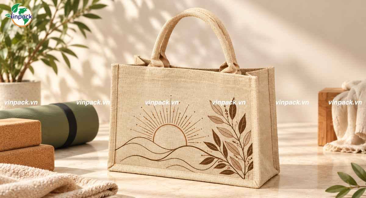 Mẫu túi vải đay linen quà tặng học viên yoga