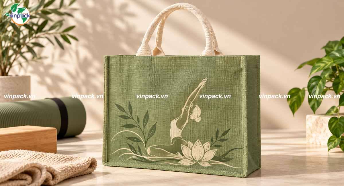Mẫu túi vải đay linen yoga quà tặng
