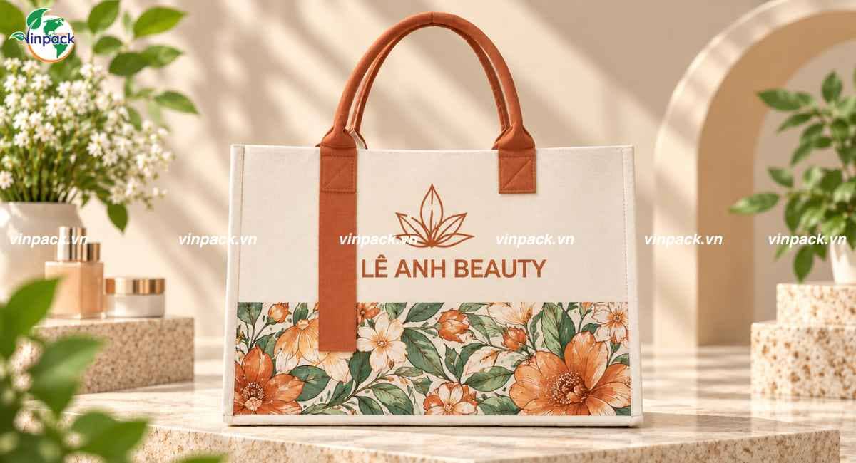 Mẫu túi vải đay mỹ phẩm in theo yêu cầu