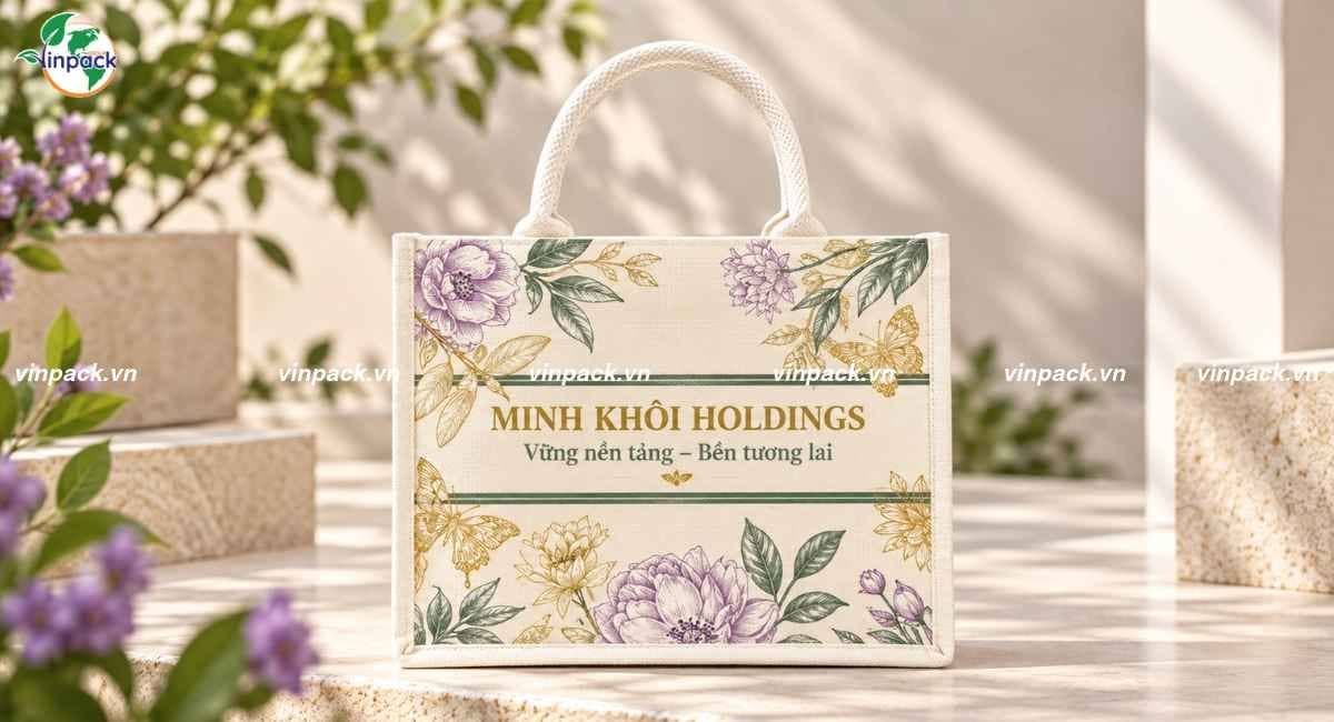 Mẫu túi vải hội chợ triển lãm in thương hiệu