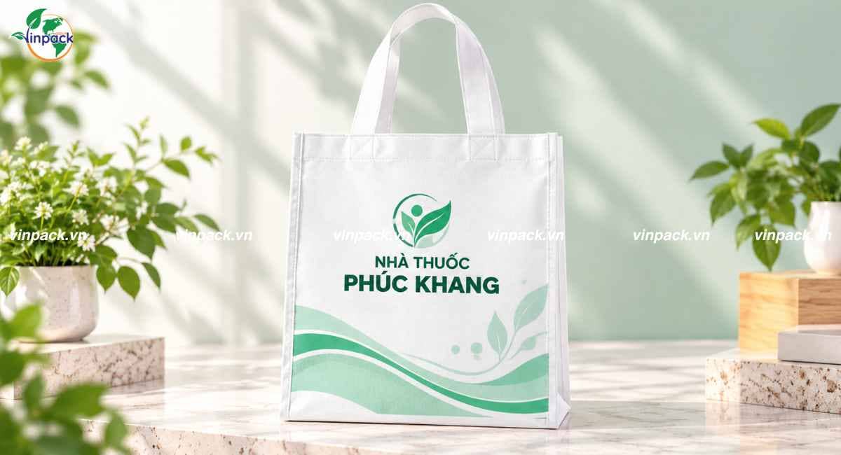 Mẫu túi vải không dệt dược phẩm in theo yêu cầu