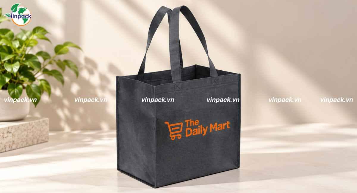 Mẫu túi vải không dệt siêu thị dạng hộp