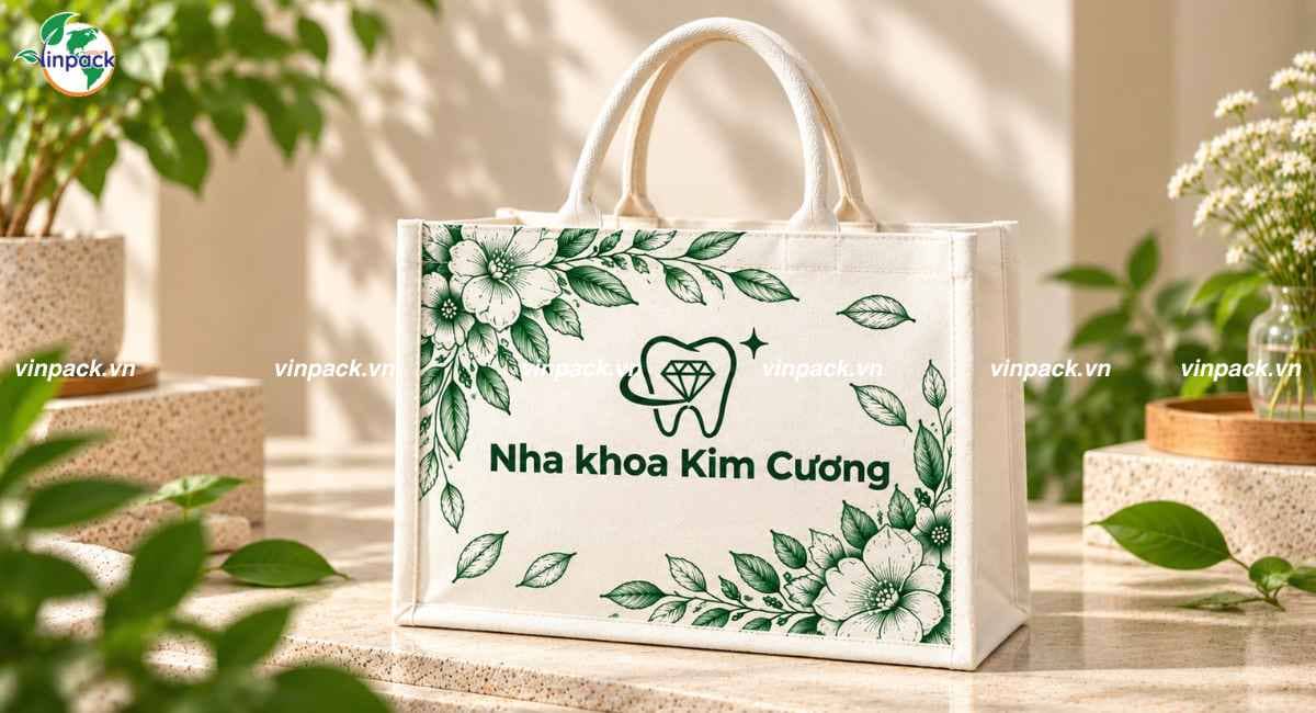 Mẫu túi vải linen phòng khám nha khoa
