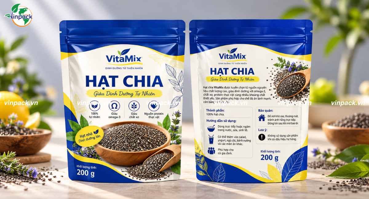 Mẫu túi zipper đựng hạt chia