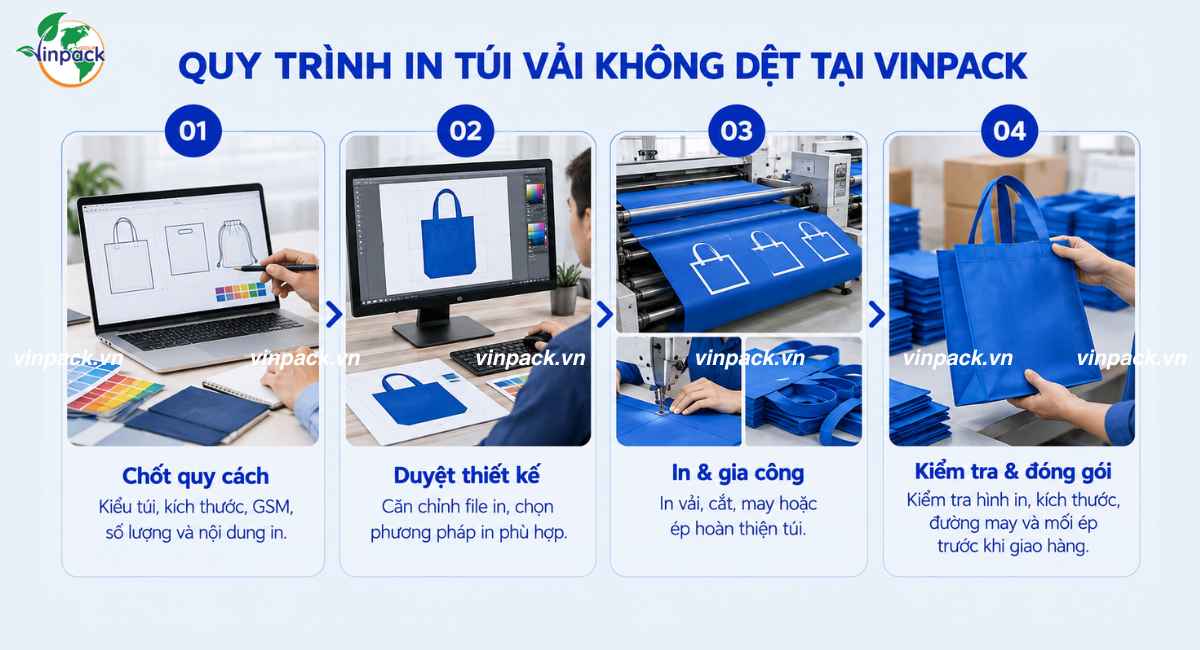 Quy trình in túi vải không dệt tại Vinpack