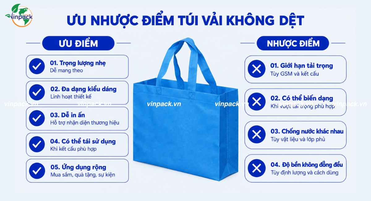 Ưu nhược điểm túi vải không dệt